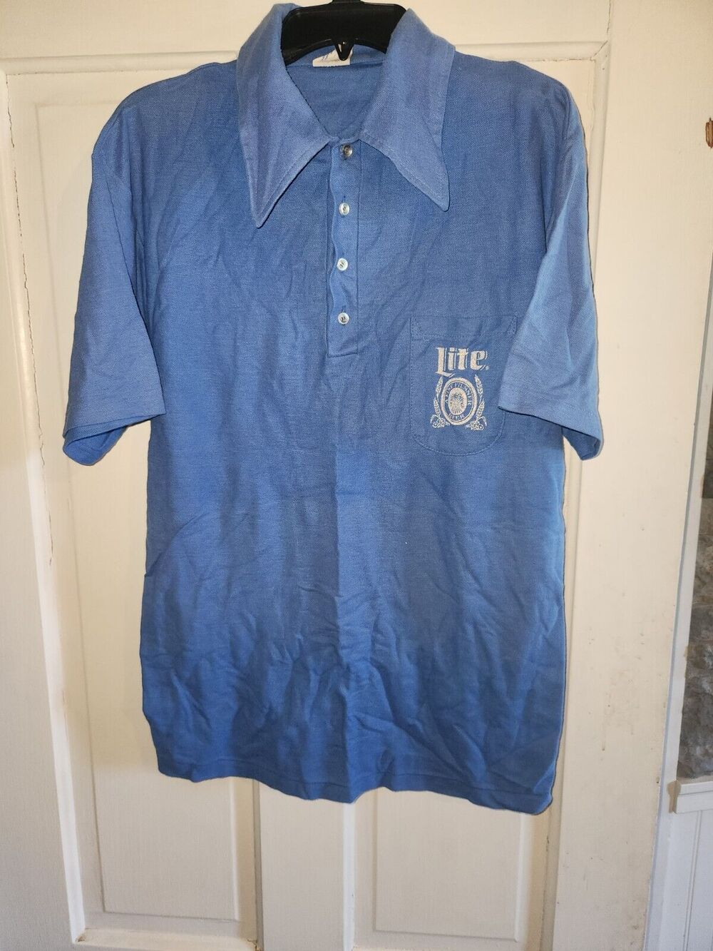 sportswear miller lite 1980's polo shirt faded vintage